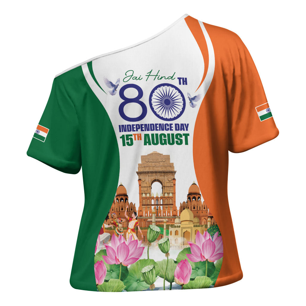 Jai Hind India Cross Shoulder Shirt Happy 80th Independence Day