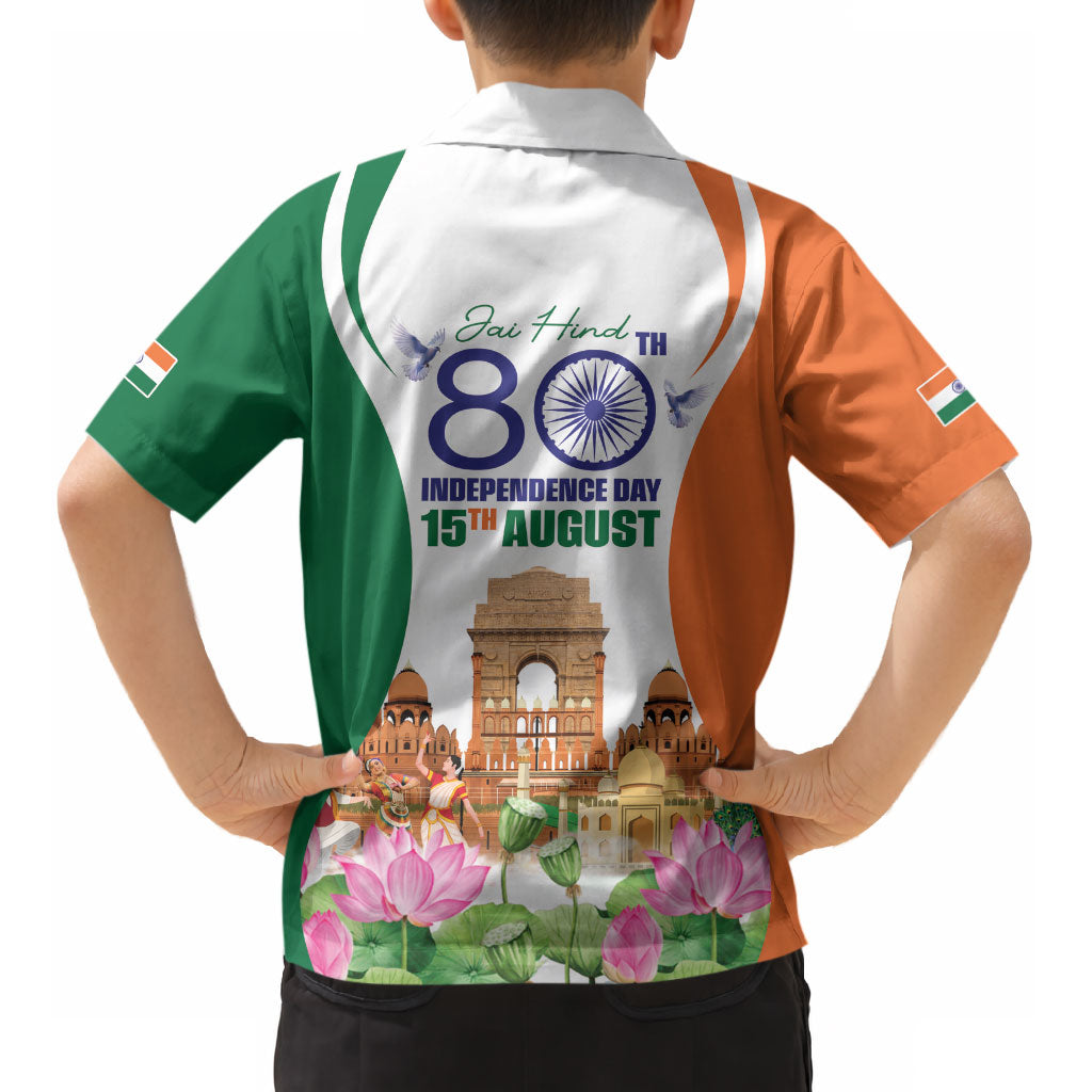 Jai Hind India Kid Hawaiian Shirt Happy 80th Independence Day