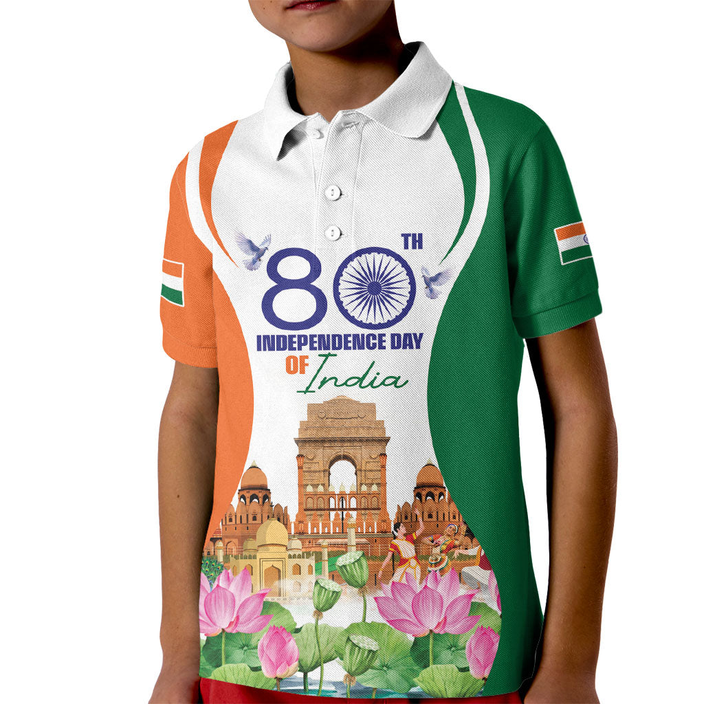 Jai Hind India Kid Polo Shirt Happy 80th Independence Day