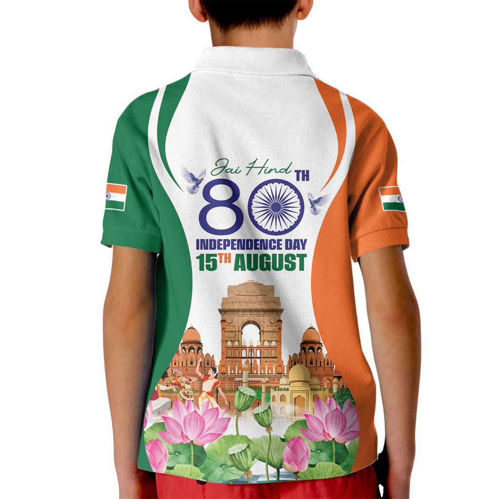 Jai Hind India Kid Polo Shirt Happy 80th Independence Day