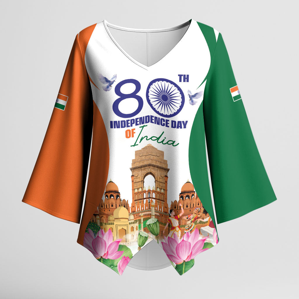 Jai Hind India Kimono Sleeve Blouse Happy 80th Independence Day