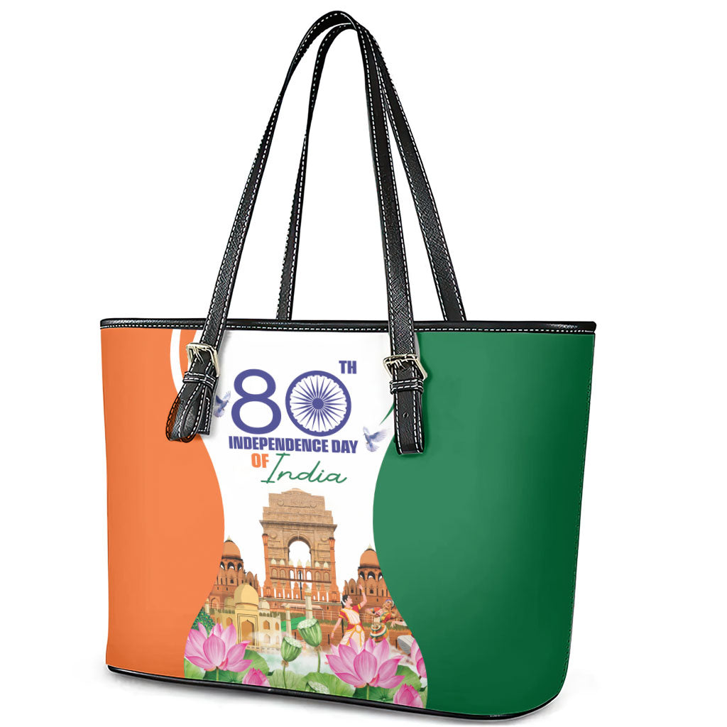 Jai Hind India Leather Tote Bag Happy 80th Independence Day