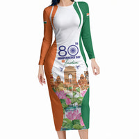 Jai Hind India Long Sleeve Bodycon Dress Happy 80th Independence Day