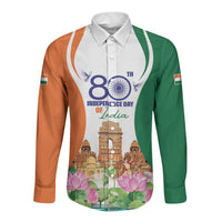 Jai Hind India Long Sleeve Button Shirt Happy 80th Independence Day