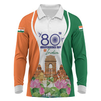 Jai Hind India Long Sleeve Polo Shirt Happy 80th Independence Day