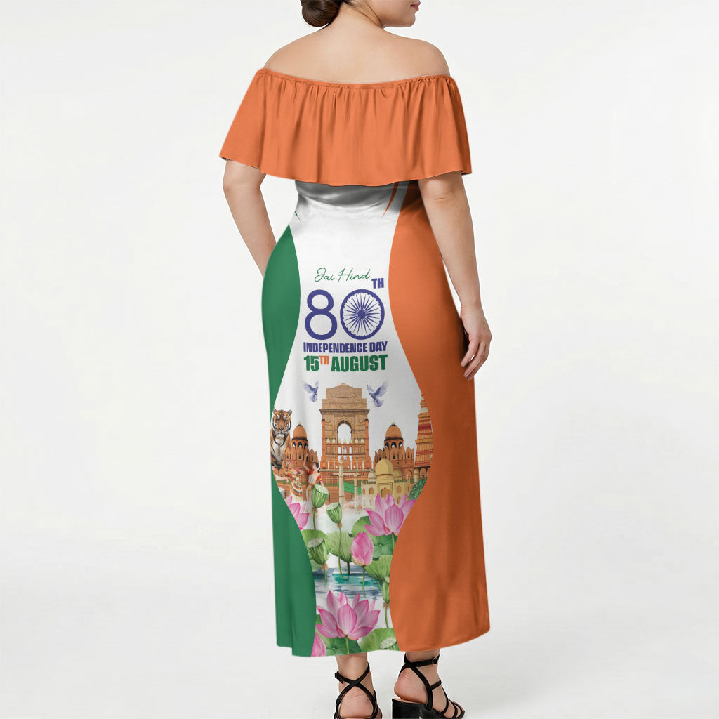 Jai Hind India Off Shoulder Maxi Dress Happy 80th Independence Day
