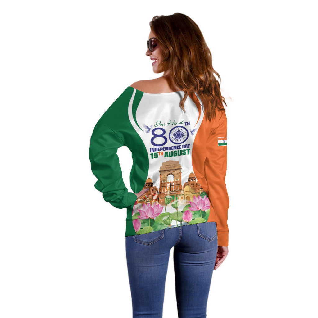 Jai Hind India Off Shoulder Sweater Happy 80th Independence Day