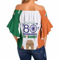 Jai Hind India Off Shoulder Wrap Waist Top Happy 80th Independence Day