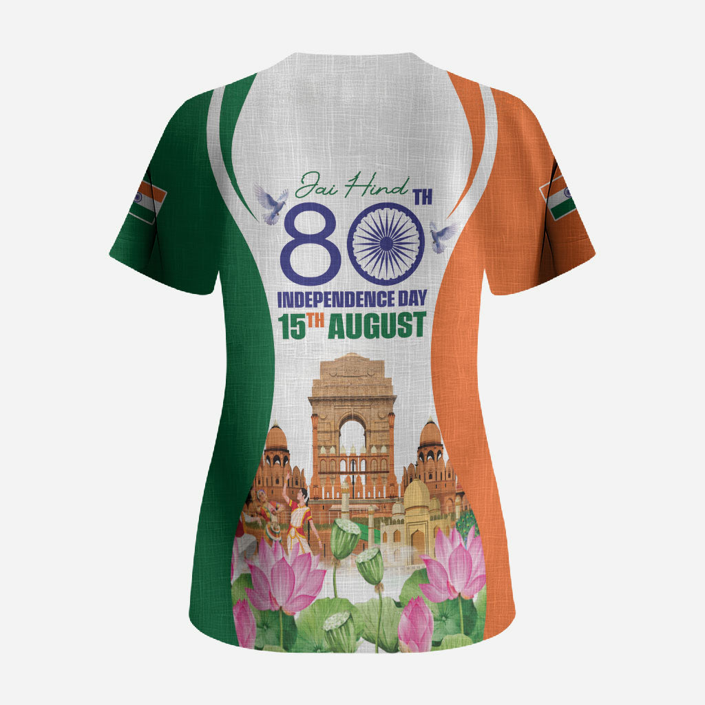 Jai Hind India Scrub Top Happy 80th Independence Day