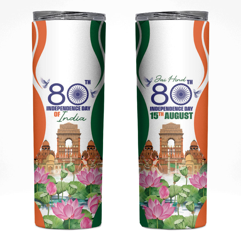 Jai Hind India Skinny Tumbler Happy 80th Independence Day