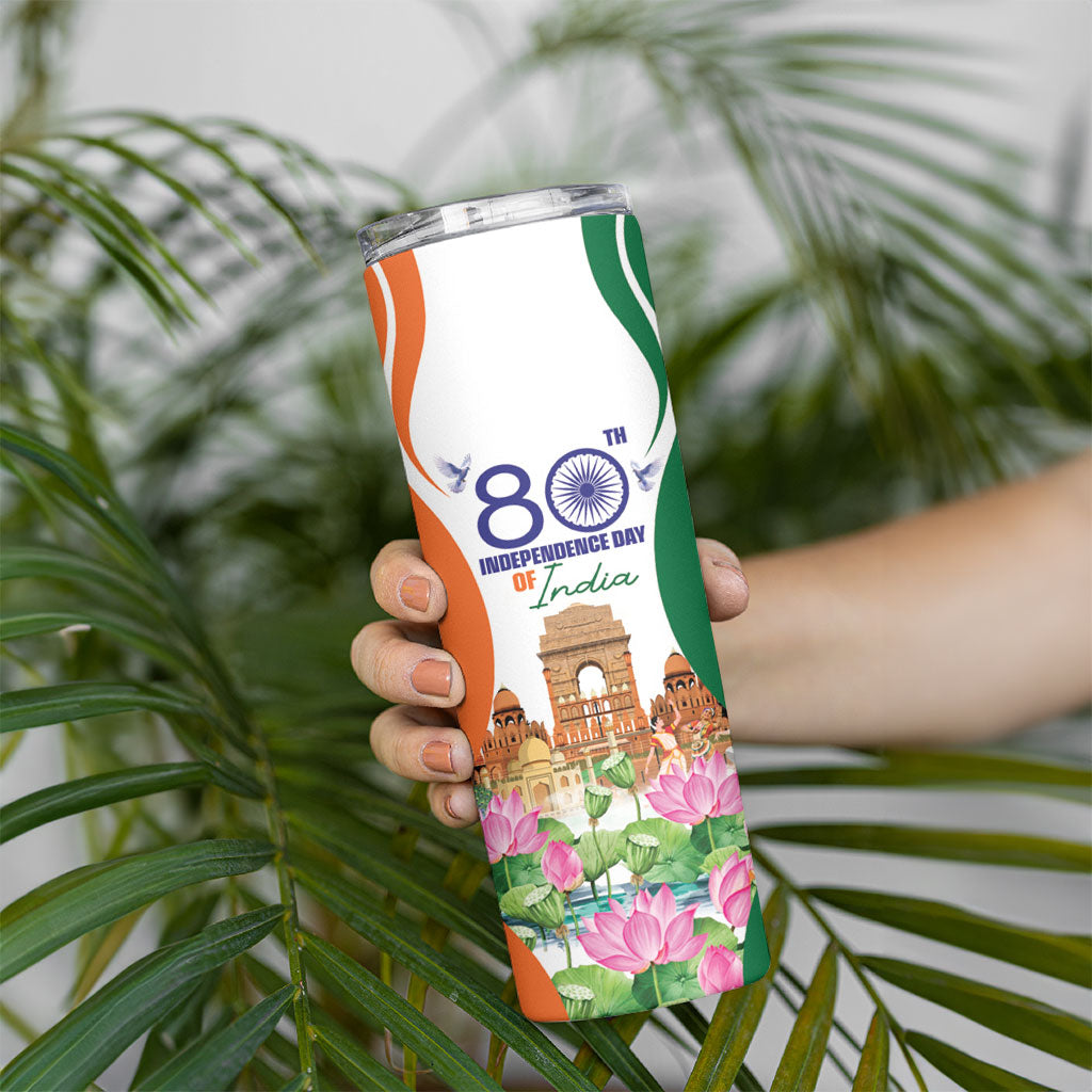 Jai Hind India Skinny Tumbler Happy 80th Independence Day