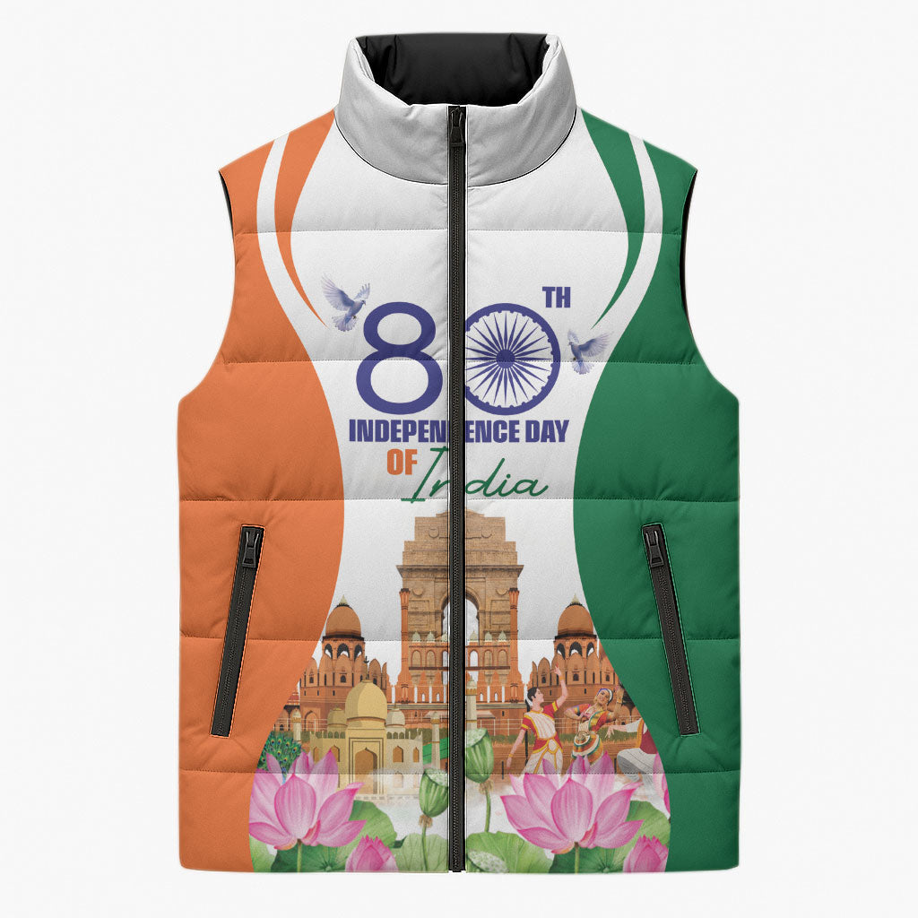 Jai Hind India Sleeveless Puffer Jacket Happy 80th Independence Day
