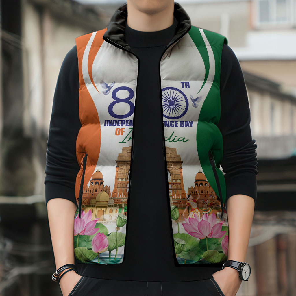 Jai Hind India Sleeveless Puffer Jacket Happy 80th Independence Day