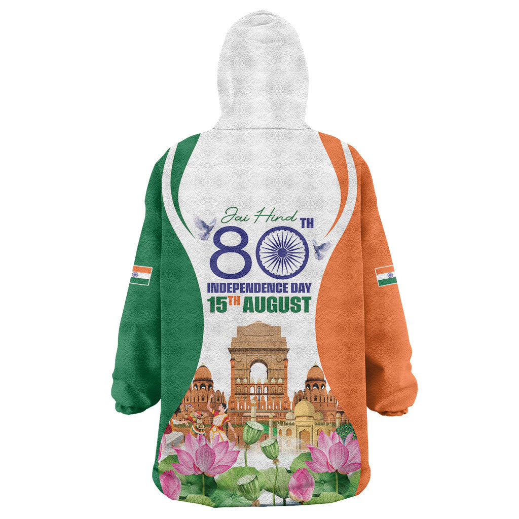 Jai Hind India Wearable Blanket Hoodie Happy 80th Independence Day