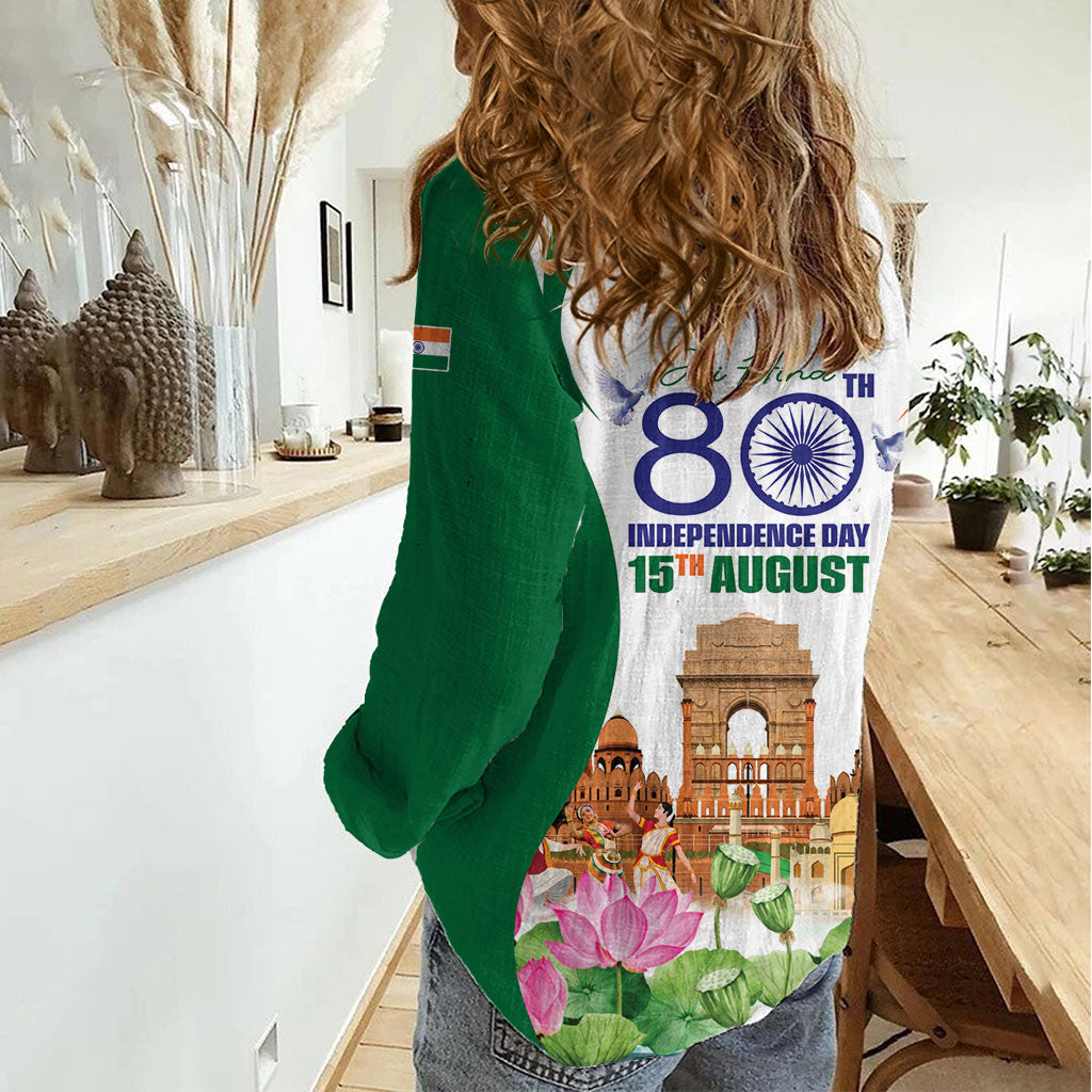 Jai Hind India Women Casual Shirt Happy 80th Independence Day