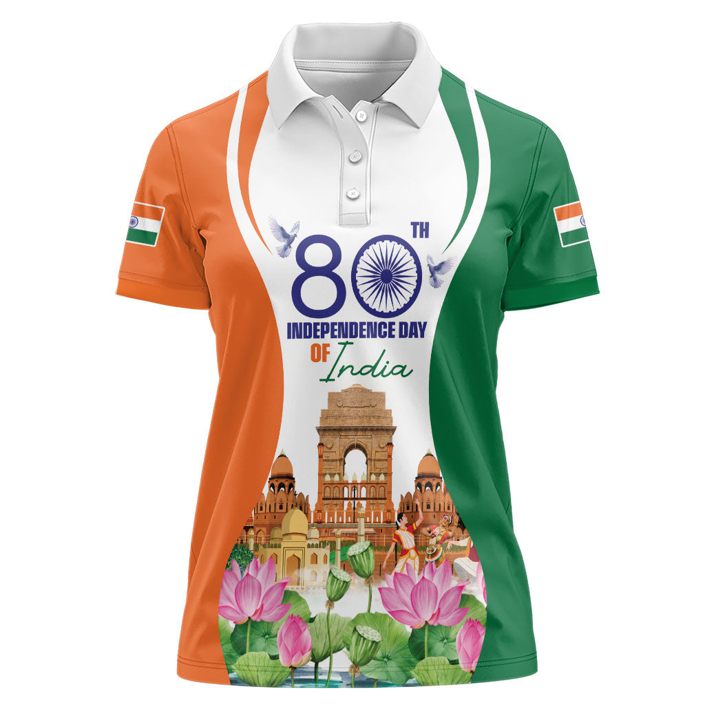 Jai Hind India Women Polo Shirt Happy 80th Independence Day