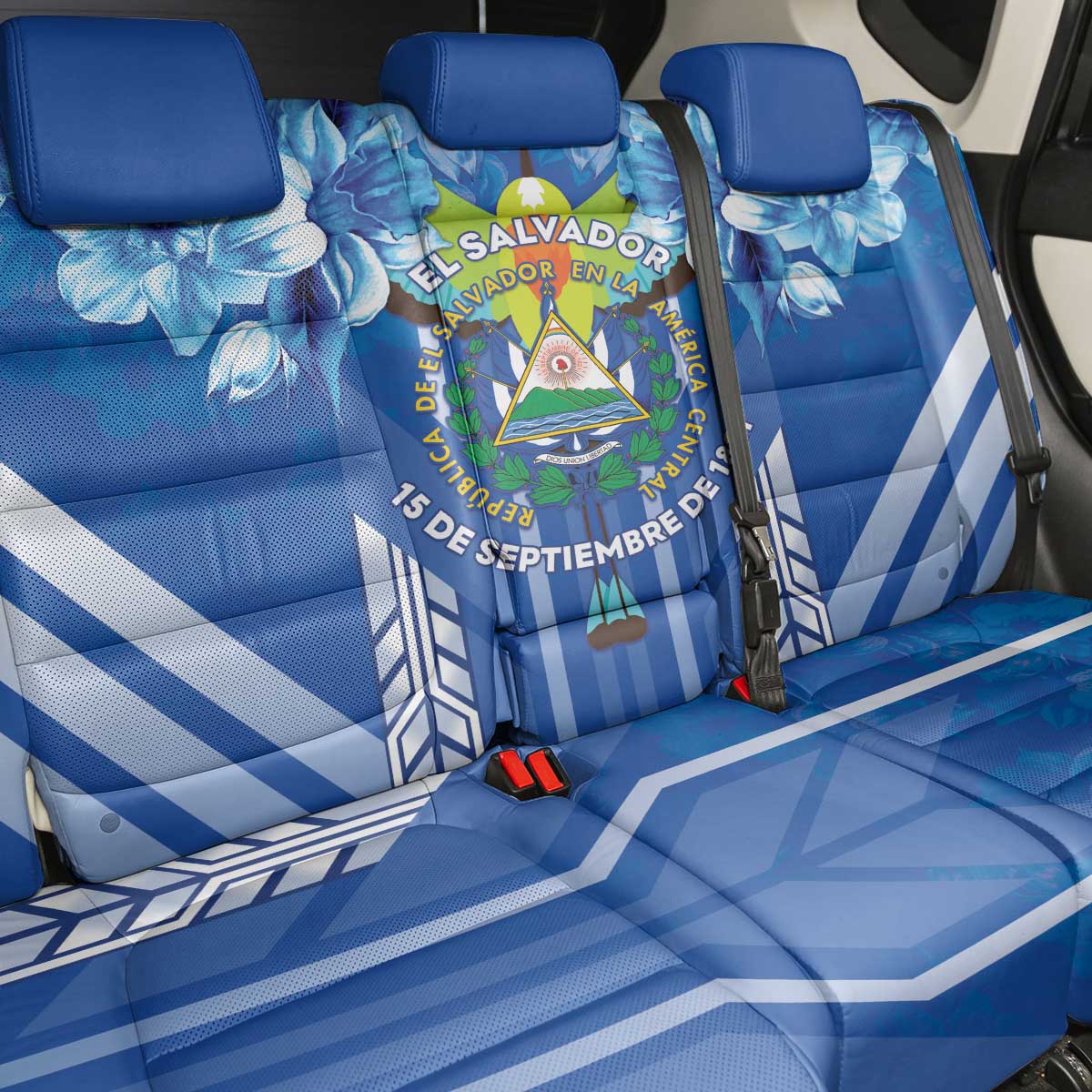 Viva El Salvador Back Car Seat Cover Happy Independence Day - Wonder Print Shop