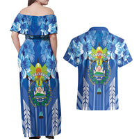 Viva El Salvador Couples Matching Off Shoulder Maxi Dress and Hawaiian Shirt Happy Independence Day - Wonder Print Shop
