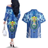 Viva El Salvador Couples Matching Off The Shoulder Long Sleeve Dress and Hawaiian Shirt Happy Independence Day - Wonder Print Shop