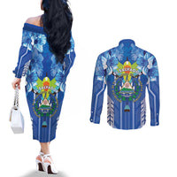 Viva El Salvador Couples Matching Off The Shoulder Long Sleeve Dress and Long Sleeve Button Shirt Happy Independence Day - Wonder Print Shop