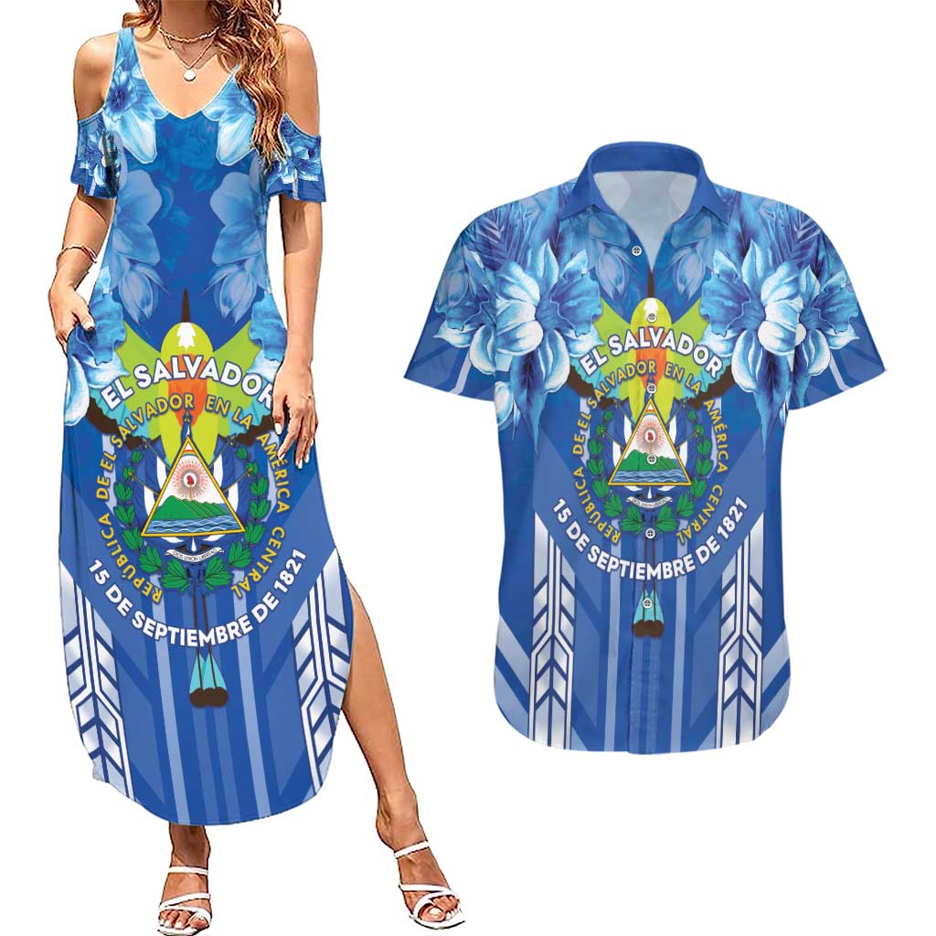 Viva El Salvador Couples Matching Summer Maxi Dress and Hawaiian Shirt Happy Independence Day - Wonder Print Shop