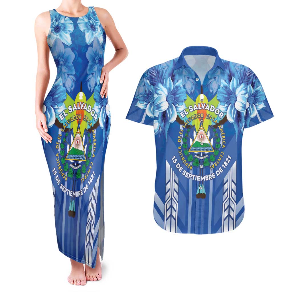 Viva El Salvador Couples Matching Tank Maxi Dress and Hawaiian Shirt Happy Independence Day - Wonder Print Shop