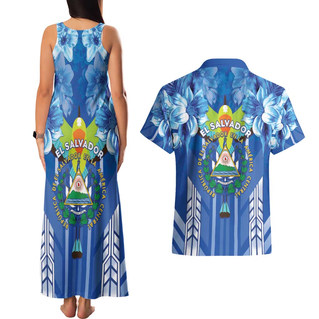 Viva El Salvador Couples Matching Tank Maxi Dress and Hawaiian Shirt Happy Independence Day - Wonder Print Shop