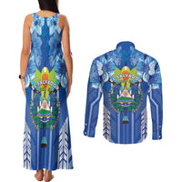 Viva El Salvador Couples Matching Tank Maxi Dress and Long Sleeve Button Shirt Happy Independence Day - Wonder Print Shop
