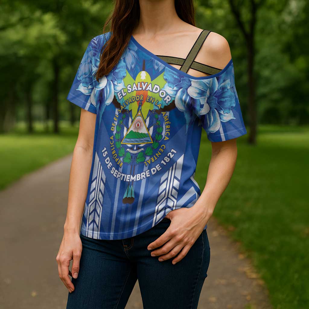 Viva El Salvador Cross Shoulder Shirt Happy Independence Day - Wonder Print Shop