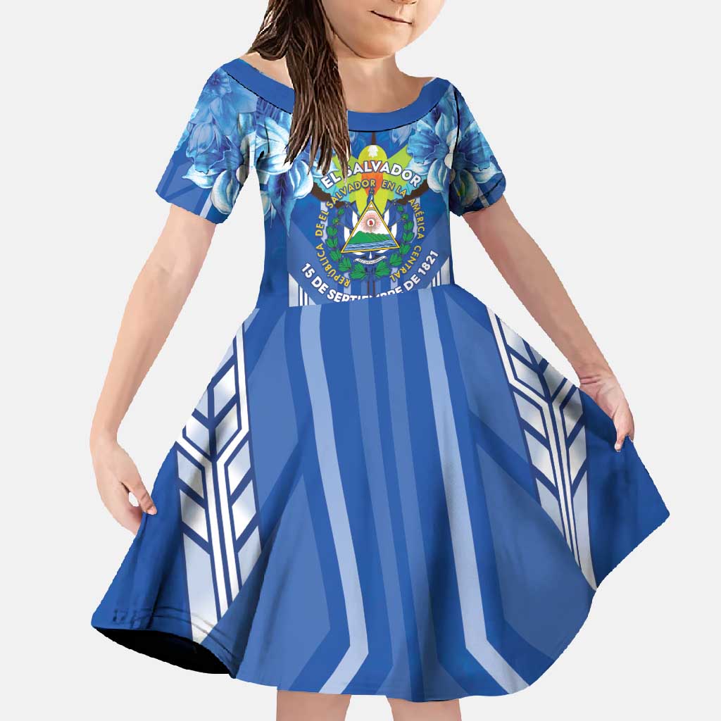 Viva El Salvador Family Matching Long Sleeve Bodycon Dress and Hawaiian Shirt Happy Independence Day - Wonder Print Shop