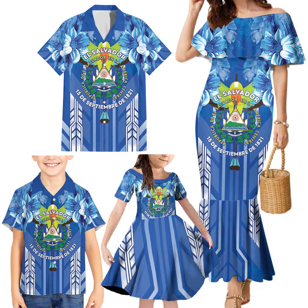 Viva El Salvador Family Matching Mermaid Dress and Hawaiian Shirt Happy Independence Day - Wonder Print Shop