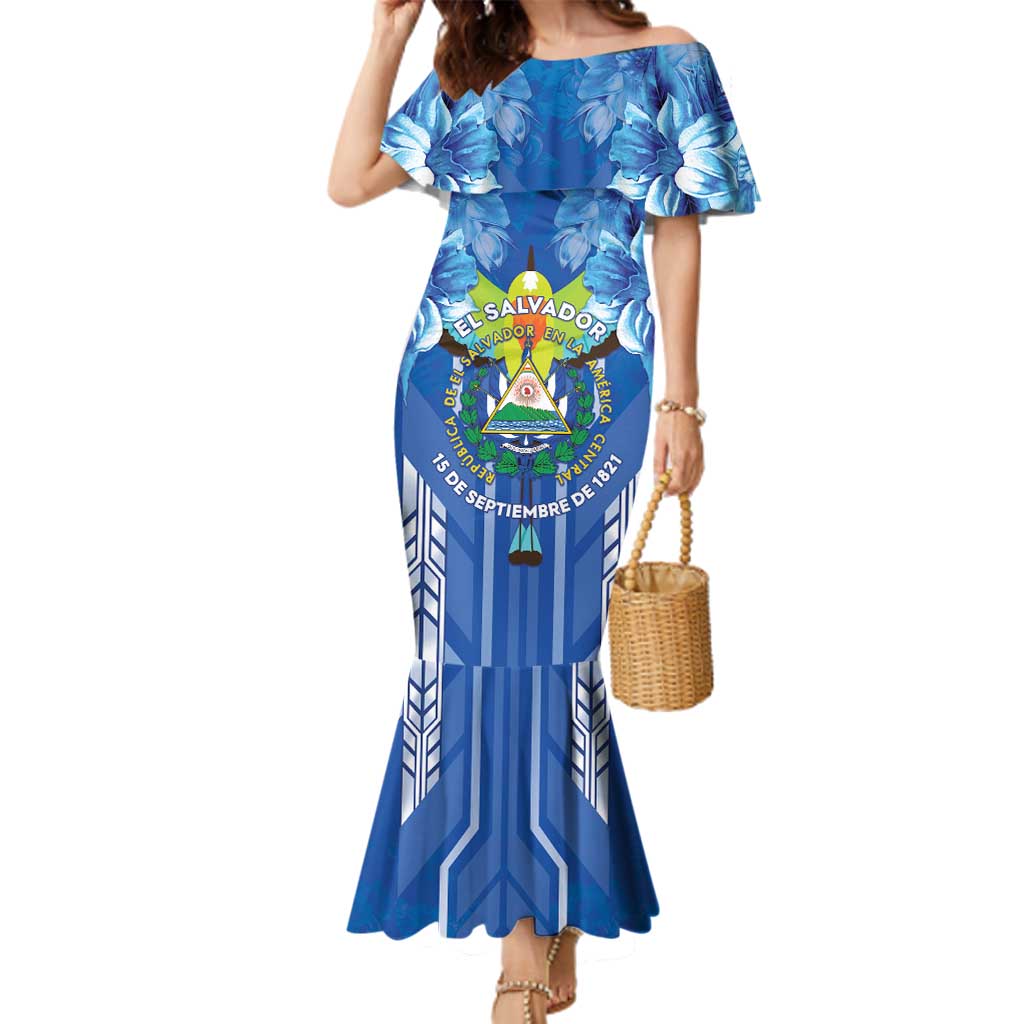 Viva El Salvador Family Matching Mermaid Dress and Hawaiian Shirt Happy Independence Day - Wonder Print Shop