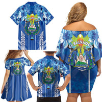 Viva El Salvador Family Matching Off Shoulder Short Dress and Hawaiian Shirt Happy Independence Day - Wonder Print Shop