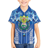 Viva El Salvador Family Matching Off Shoulder Short Dress and Hawaiian Shirt Happy Independence Day - Wonder Print Shop