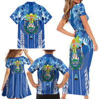 Viva El Salvador Family Matching Short Sleeve Bodycon Dress and Hawaiian Shirt Happy Independence Day - Wonder Print Shop