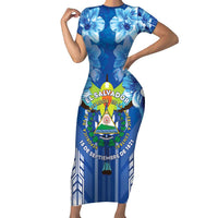 Viva El Salvador Family Matching Short Sleeve Bodycon Dress and Hawaiian Shirt Happy Independence Day - Wonder Print Shop