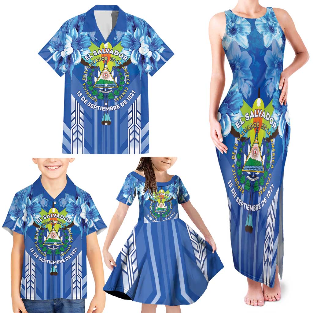 Viva El Salvador Family Matching Tank Maxi Dress and Hawaiian Shirt Happy Independence Day - Wonder Print Shop