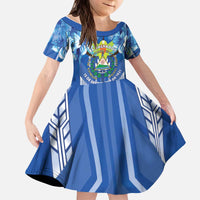 Viva El Salvador Kid Short Sleeve Dress Happy Independence Day - Wonder Print Shop