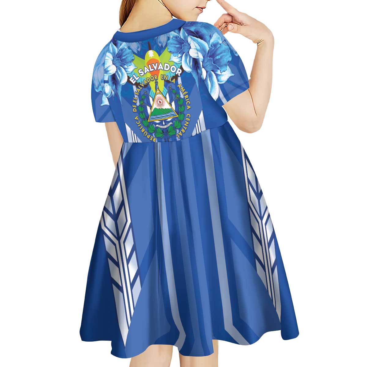 Viva El Salvador Kid Short Sleeve Dress Happy Independence Day - Wonder Print Shop
