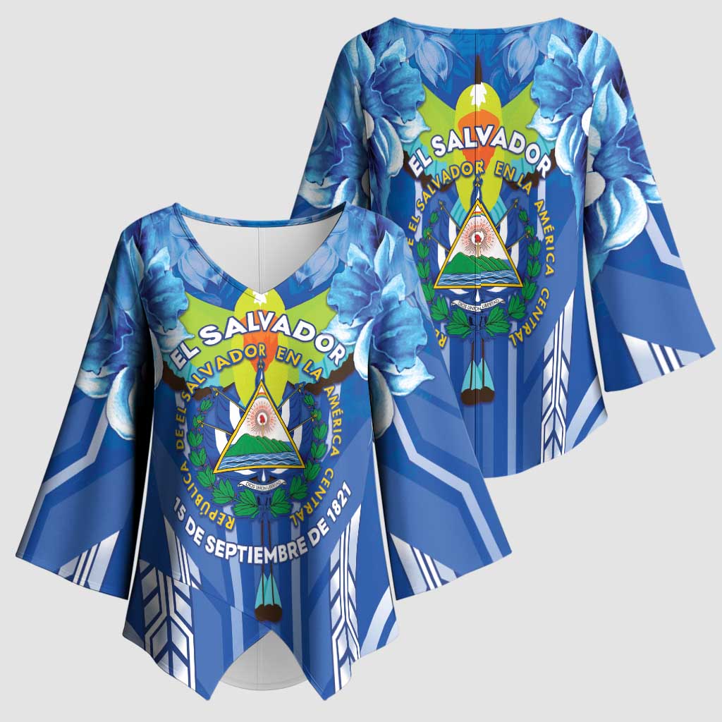 Viva El Salvador Kimono Sleeve Blouse Happy Independence Day - Wonder Print Shop