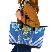 Viva El Salvador Leather Tote Bag Happy Independence Day - Wonder Print Shop