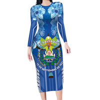 Viva El Salvador Long Sleeve Bodycon Dress Happy Independence Day - Wonder Print Shop
