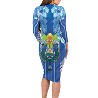 Viva El Salvador Long Sleeve Bodycon Dress Happy Independence Day - Wonder Print Shop