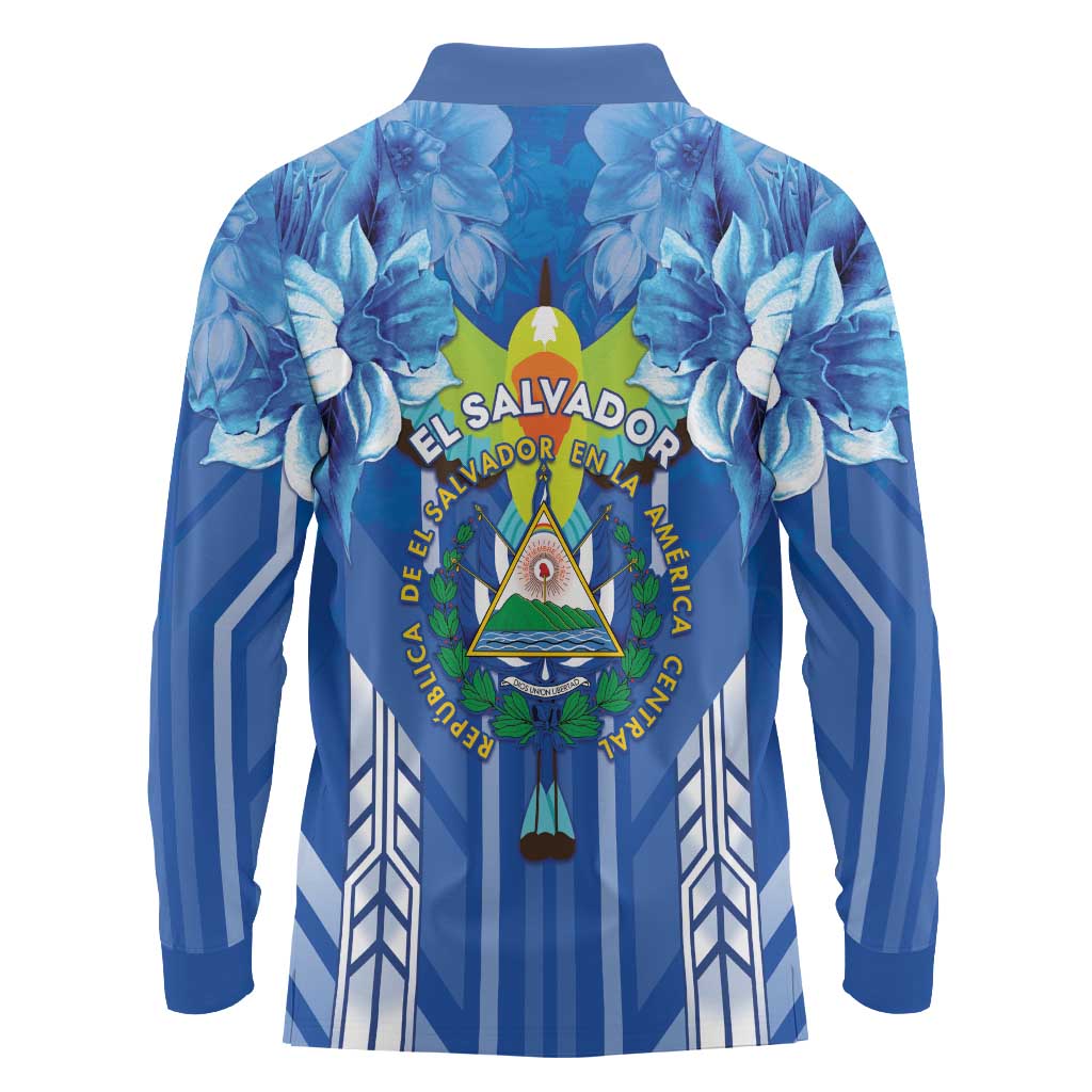 Viva El Salvador Long Sleeve Polo Shirt Happy Independence Day - Wonder Print Shop