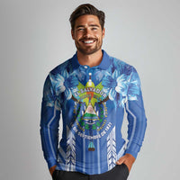 Viva El Salvador Long Sleeve Polo Shirt Happy Independence Day - Wonder Print Shop