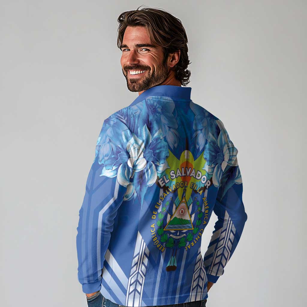 Viva El Salvador Long Sleeve Polo Shirt Happy Independence Day - Wonder Print Shop