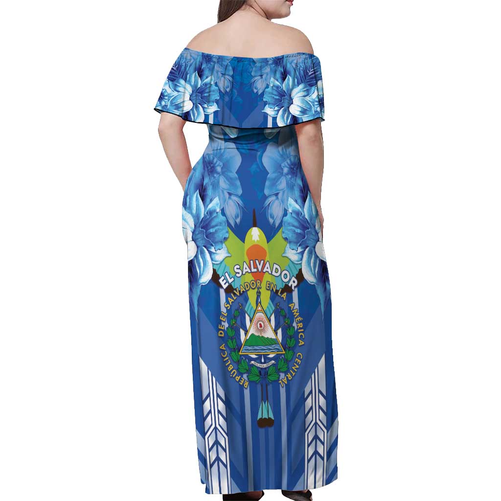 Viva El Salvador Off Shoulder Maxi Dress Happy Independence Day - Wonder Print Shop