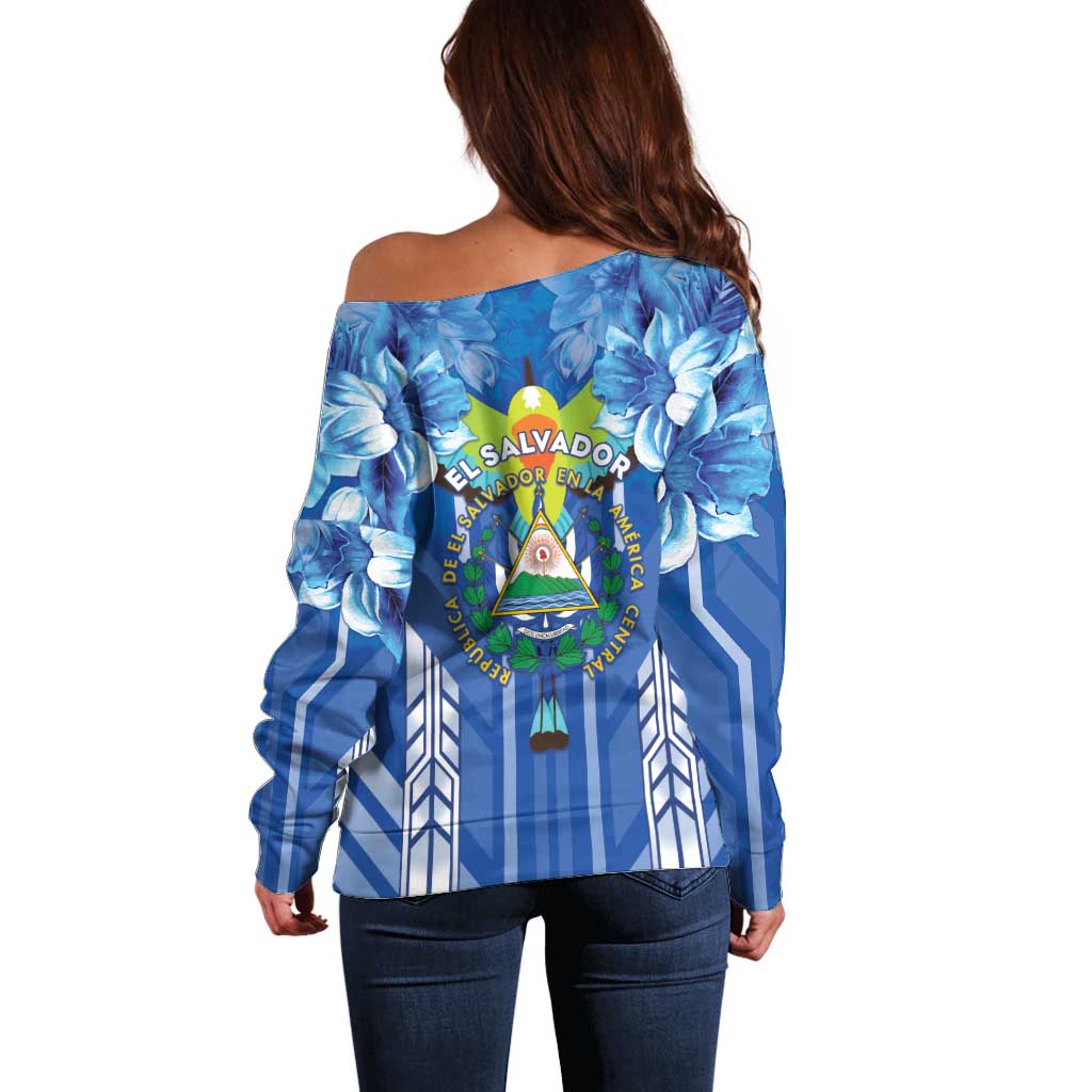 Viva El Salvador Off Shoulder Sweater Happy Independence Day - Wonder Print Shop