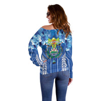 Viva El Salvador Off Shoulder Sweater Happy Independence Day - Wonder Print Shop