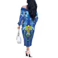 Viva El Salvador Off The Shoulder Long Sleeve Dress Happy Independence Day - Wonder Print Shop